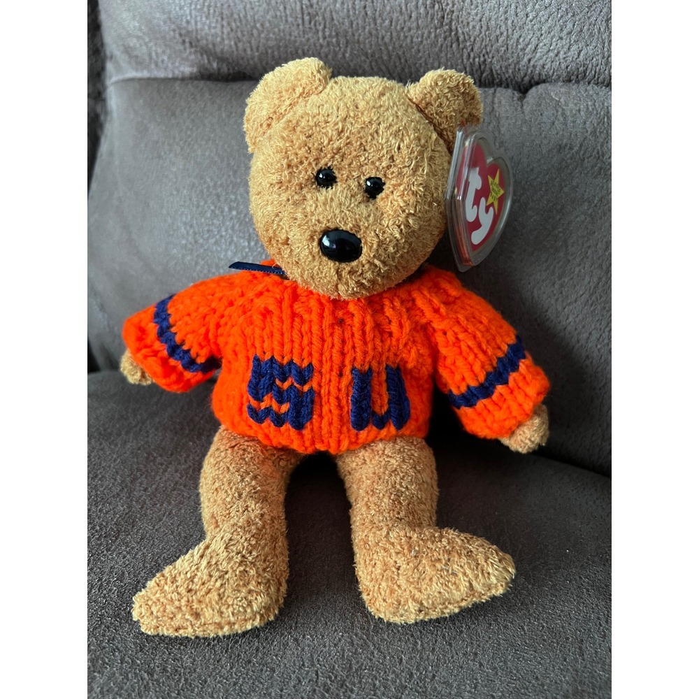 Ty Beanie Baby Fuzz the Bear Syracuse University Custom Collegiate Sweater 1999